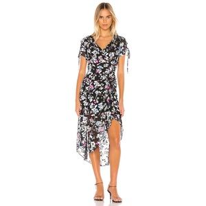 Parker Lizzy Black Floral Midi Dress Size 8